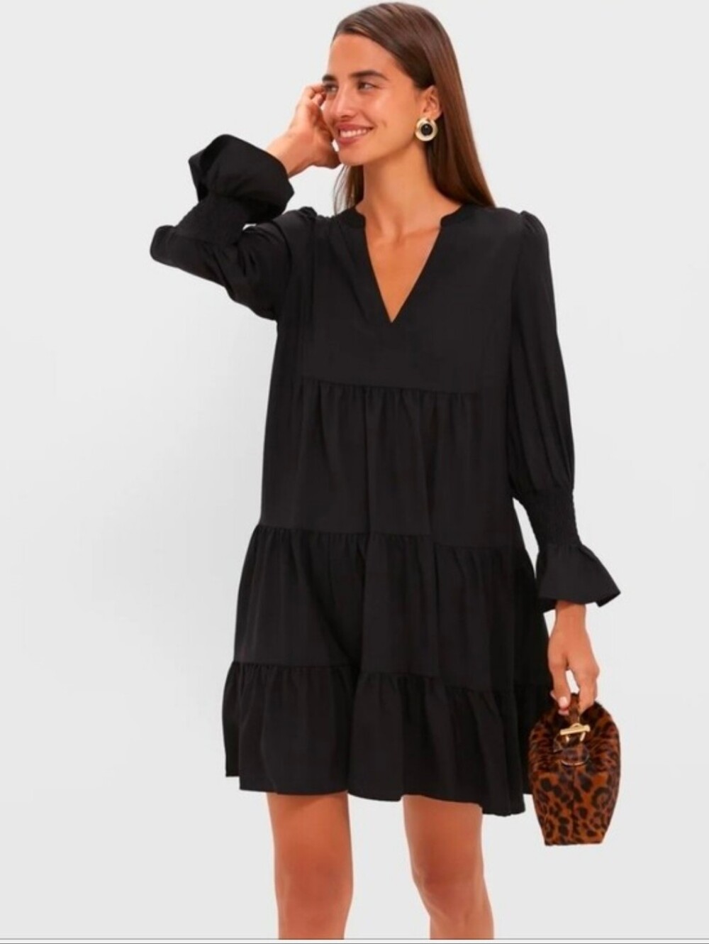 Tuckernuck - Pomander Place Black Babydoll Crepe Kenzo Tiered Dress Size Large
